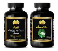 antiaging Supplement - Anti Gray Hair - GRAVIOLA Complex - graviola Fruit Extract - Combo - 2 Bottles