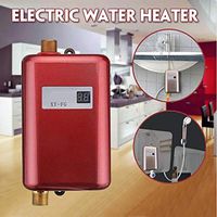 3800W Electric Water Heater Instant Tankless Water Heater 110V/220V 3.8KW Temperature display Heating Shower Universal,Red,EUPlug