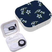 Portable Contact Lens Case Box Travel Kit Mirror + Bottle + Tweezers Container Holder [ Floral ]