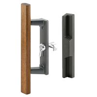 Prime-Line Products C 1259 Sliding Glass Door Handle Set, 3-15/16 in., Diecast & Wood, Black,  Hook Style, Internal Lock