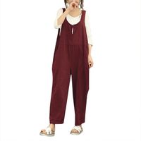 Women Jumpers Overalls Jumpsuits Pants Dungarees Romper Long Trousers Pants Working Vest Shirts Hemlock (XL, Wine)
