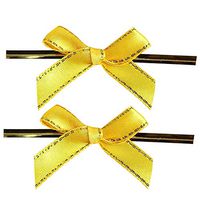 LEFV Twist Tie Bows, 250pcs Ribbon Bowknot for Bakery Cookies Candies Dessert Popcorn Wedding Party Favors Cello Bag Wraping, Yellow