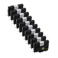 Molshine Compatible Heat Shrink Tube Label Tape, Replacement for Brother HSe221 HSe-221 HS221 HS-221 Black On White 9mm x 1.5m (3/8 inch x 4.9 feet), 10 Pack