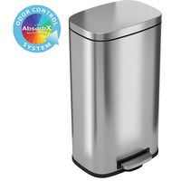 iTouchless SoftStep 8 Gallon Step Trash Can with Odor Control System & Removable Inner Bucket, Stainless Steel 30 Liter Pedal Garbage Bin for Office, Home and Kitchen