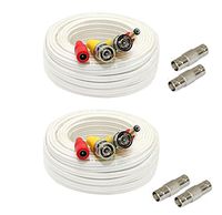 2 Pack 25 Feet Video Power Pre-Made All-in-One BNC Cable CCTV Camera Wire Cord with Extension BNC Female Connectors for HD 1080p / 720p / 960H Camera and DVR (White)