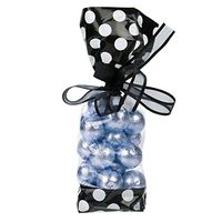 2-5/8" x 1-7/8" x 10-3/4" Black w/White Polka Dots Printed Cello Gusset Bags, 1.6 Mil (100 Pieces) - CB-G2BW
