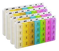 Pill Organizer Box Weekly Case, Medicine Organizer, Vitamin Organizer, Reminder Daily Am PM, Day Night Compartments (4 Set)