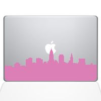 The Decal Guru Cleveland OH City Skyline Decal Vinyl Sticker, 15" MacBook Pro (2015 & Older Models), Pink (2356-MAC-15P-BG)