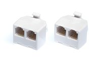 THE CIMPLE CO - Duplex Jack Phone Wall Adapter - 2-Way Phone Splitter (Line 1&2, Line 1&2) - Wall Jack Phone RJ11 Adapter - 4 Conductor Connector (2 Phone Lines) - White, 2 Pack