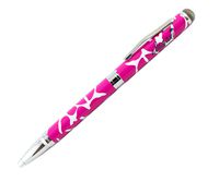 ELEGANI Animal Print Dual Function Conductive Microfiber Fabric Capacitive Stylus Rollerball Ink Pen (GIRAFFE PINK)