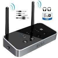 EKSA Bluetooth 5.0 Transmitter&Receiver, Long Range with Wireless 3.5mm Audio Adapter for TV Audio, PC or Home Stereo Speakers, Dual Link, aptX Low Latency, Home Sound System