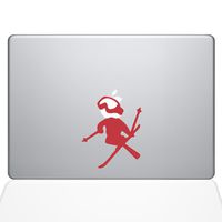 The Decal Guru Skiing Decal Apple Decal Vinyl Sticker, 13" MacBook Pro (2015 & Older Models), Red (1636-MAC-13P-DR)