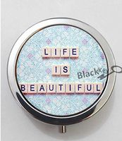 BlackKey Life is Beautiful Quotes 3-Compartment Decorative Pocket Gift Box Case Organizer for Pill, Color 1 -162