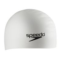 Speedo Silicone Long Hair Swim Cap, White, One Size