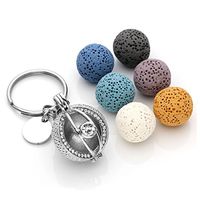 JOVIVI Vintage Evil Eye Locket Essential Oil Diffuser Keychain + 6 Lava Rock Stone Beads,Stainless Steel Key Ring Keychain