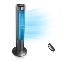 Airvention X01A Oscillating Premium Tower Fan, Quiet Remote Controlled Space Saving Fan with Timer for Home Office Use, Energy Efficient Design, 3 Silent Speeds and Modes, 43 inch, Black