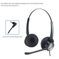 2.5mm Telephone Headset for Landline Phones with Noise Cancelling Microphone for Cisco SPA Panasonic KX-NT366 KX-TGF380M KX-TG6543 Gigaset Uniden Grandstream DECT Cordless Phones