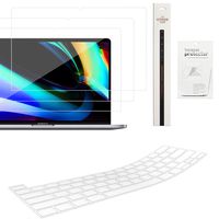 ProElife 4 in 1 Keyboard Cover + [3 Pack] Screen Protector + Touch Bar and Trackpad Protector Accessories for MacBook Pro 16 Inch with Touch ID & Touch Bar 2019 (A2141) (Clear)