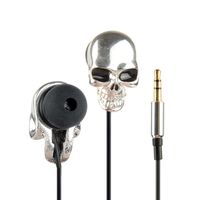 Pumpumly Silver Skull Heads 3.5mm Port Metal Headset Earphones for Phone MP3 iPads