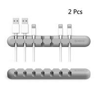 Cable Management Cord Organizer ORICO 7 Channel Desk Cable Clips Wire Cord Holder for Power Cords and Charging Accessory Cables, Mouse Cable, PC, Office and Home (Gray, 2 pcs)