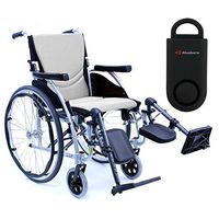 Karman S-Ergo 115 Ultra Lightweight Ergonomic Wheelchair | Seat Size 18" X 17" | Upgraded to Elevating Legrests | Quick Rrelease Wheels in Silver & Free 130 dB Black Personal Safety Alarm/Siren!