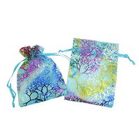 100pcs Coralline Blue Organza Jewelry Pouch Wedding Party Favor Gift Bag3.8" X 4.7"(9cm X 12cm) (Blue)