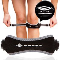 Athlerus Reflective Patellar Tendon Support Strap/Knee Pain Relief for Patellar Tendonitis, Runner's Knee, Hiking, Running (2 Pack, Black)