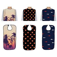 FUSHIDA 3 Pack Adult Bibs,Reusable Mealtime Clothing Protector with Waterproof PVC Layer, Adjustable Strap Clothing Crumb Catcher, Machine Washable Bib for Elderly Men and Women Eating on Table,FYH927