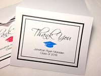 Personalized Graduation Thank You Note Cards with Envelopes. Choose Your School Color! Custom Printed. Choose Sets of 50 or 20. Blank Inside. High Quality, White Folding Cards. (20)