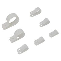 270 Pcs White Nylon R Type Cable Clamp Fastener Plastic Wires Cord Clamp Clips Assortment Kit with 7 different Size for Wire Management