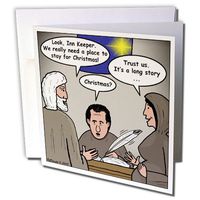 3dRose Rich Diesslin Cartoon, Joseph & Mary at The Inn - Greeting Cards, 6 x 6", Set of 6 (gc_3931_1)