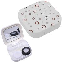 Portable Contact Lens Case Box Travel Kit Mirror + Bottle + Tweezers Container Holder [ Dark Red Layout ]