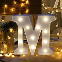 QIUUE 26 Letters LED Lights - Alphabet LED Letter Lights Light Up White Plastic Letters Standing Hanging A-N (M)