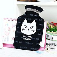 SUWIN Fashion Cartoon Mini Triangle Cat Plush Hot Water Bottle, Explosion-Proof Rubber Liner, Winter Water Injection Hand Warmer