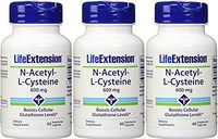 Life Extension N-Acetyl Cysteine 600 Milligrams, 60 Vegetarian Capsules (3 Pack)