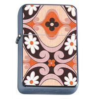 1960s Or 70s Mod Wallpaper 8 Windproof Refillable Flip Top Oil Lighter with Tin Gift Box D-043