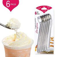 VISMOORE Drinking Spoon Straws, Reusable Metal Stainless Steel Straw Spoon Stirrer with Cleaning Brush for Milkshake, Smoothies, Set of 6