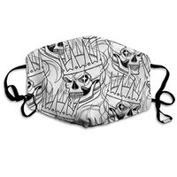 Anti-Allergies Dust Face Cover, Earloop Half Face Cover for Women Men, Outdoor Activities Cosplay Face and Nose Cover with Elastic Band - Black and White Skull