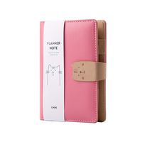Leather Binder Journal Refillable Cat Notebook 6-Ring Loose Leaf Binder Spiral Diary A6 Mini Binder Planner 5.1 x 7.3"（Pink）