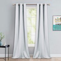 NICETOWN Room Darkening Long Curtain Set - Window Treatment Thermal Insulated Grommet Long Drapes for Living Room (2 Panels, 42 by 90, Greyish White)