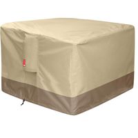 Gas Fire Pit Cover Square - 600D Heavy Duty Patio Outdoor Fire Pit Table Cover with PVC Coating,100% Waterproof,Air Vents,Fits for 30 / 31 / 32 inch Fire Pit / Table Cover (32"L x 32"W x 24"H,Beige)