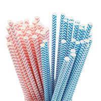 Pink/Blue Paper Straws Mix - Gender Reveal Party Decorations Baby Shower Straws, Set of 50