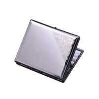 SHENGSHIHUIZHONG Stainless Steel Cigarette Case, Carved 16 Creative Light Men's Ultra-Thin Metal Genuine Smoking, Birthday Gift Cigarette case (Color : Silver)