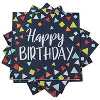 JAM PAPER Birthday Party Lunch Napkins - 6 1/2 x 6 1/2 - Blue Banner - 16 Napkins/Pack