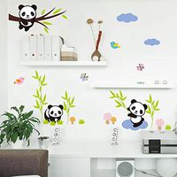 Xisheep Switch Sticker, Removable Early Education Art Mural Panda Bamboo Garden Living Room Decor Wall Sticker Garden Decor Home Decorations, for Home DIY Multicolor