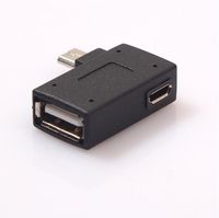 ComSim Micro USB 2.0 OTG Host 90 Degree Left Angled Adapter - A Female to Micro - Micro Female Charging for Hard Disk