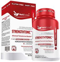 Strengthtonic Testosterone Booster for Men Plus Estrogen Blocker - Increase Muscle Size, Strength, Stamina with Korean Panax Ginseng & Tribulus Terrestris Extract Powder 60 Capsules