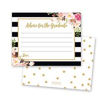 48 cnt Blush Pink Floral Graduation Advice Cards (Black)