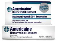 Americaine Hemorrhoidal Ointment | Maximum Strength | 20% Benzocaine | 1 oz | Pack of 6