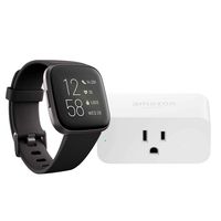 Fitbit Versa 2 Smartwatch (Black/Carbon) with Amazon Smart Plug Bundle